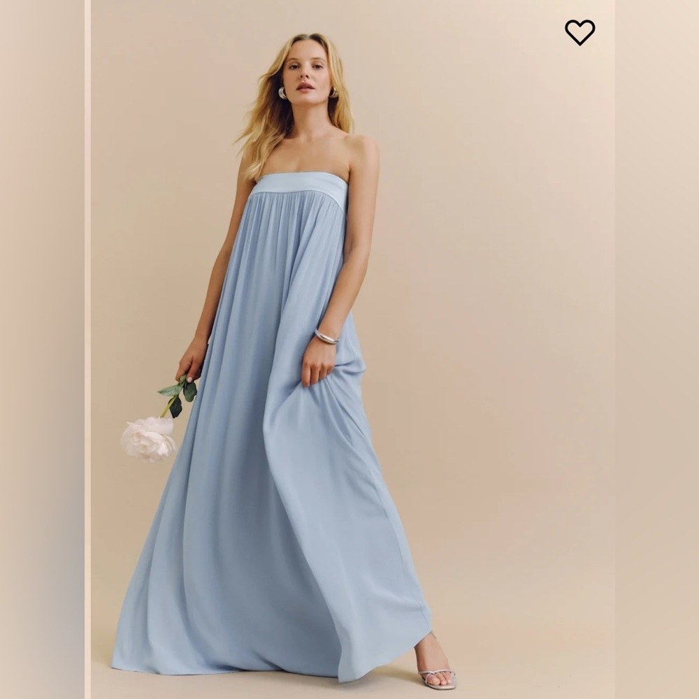 Reformation Maribelle Blue Strapless Maxi Dress